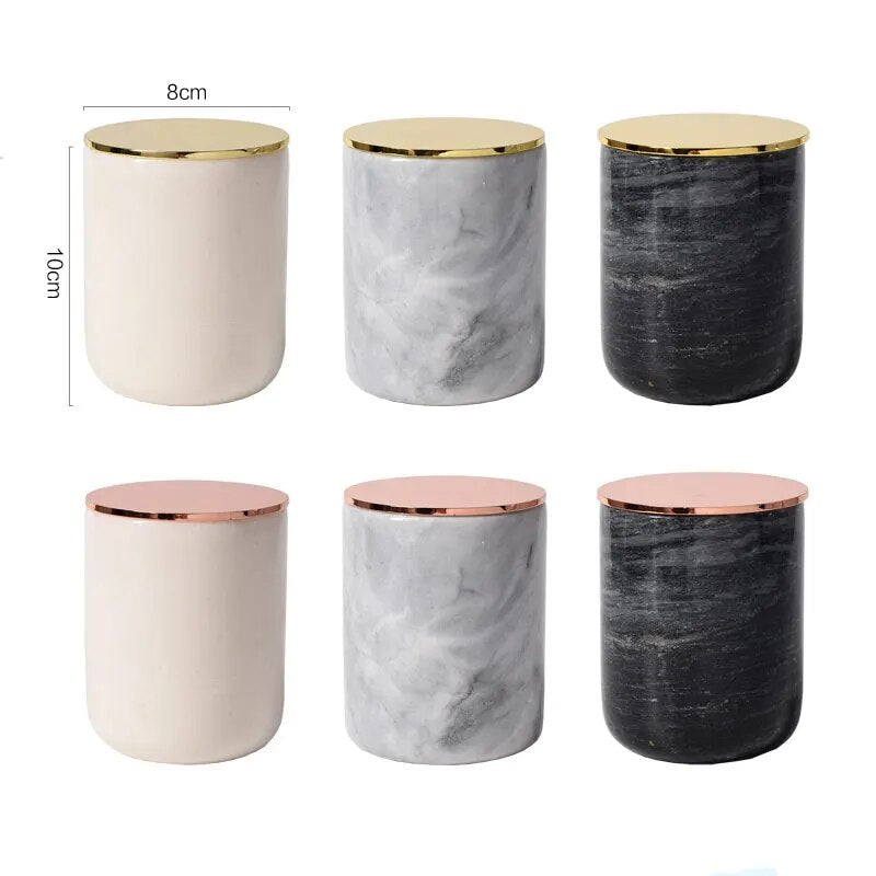 Marble candle holder with lid