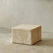 Natural Square Travertine Stone Vanity Storage Box Jar with Lid
12x8x12CM